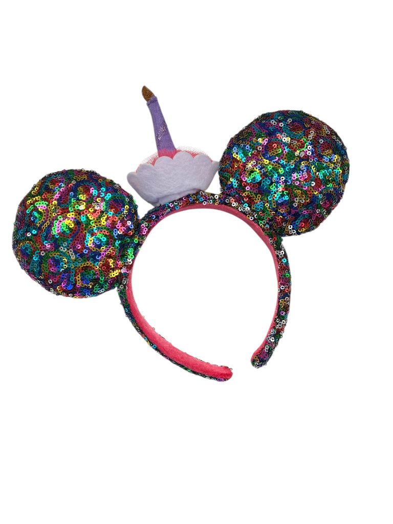 Disney Parks Minnie Mouse Happy Birthday Cake Sequin Ears Headband