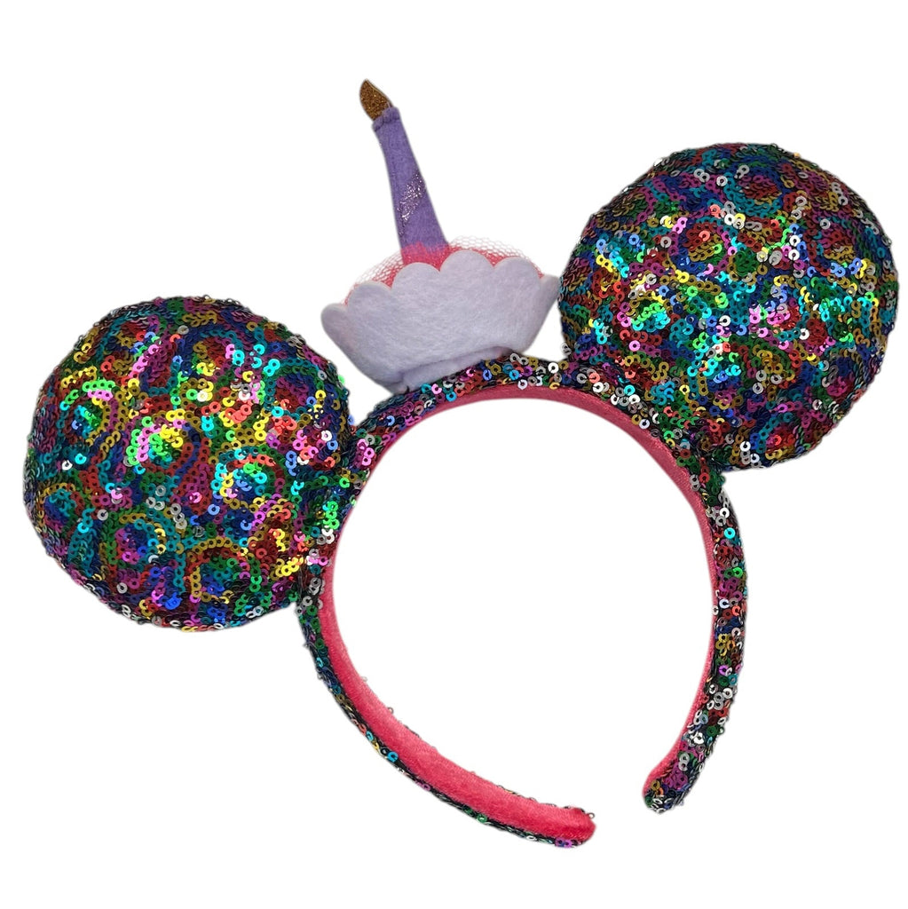 Disney Parks Minnie Mouse Happy Birthday Cake Sequin Ears Headband