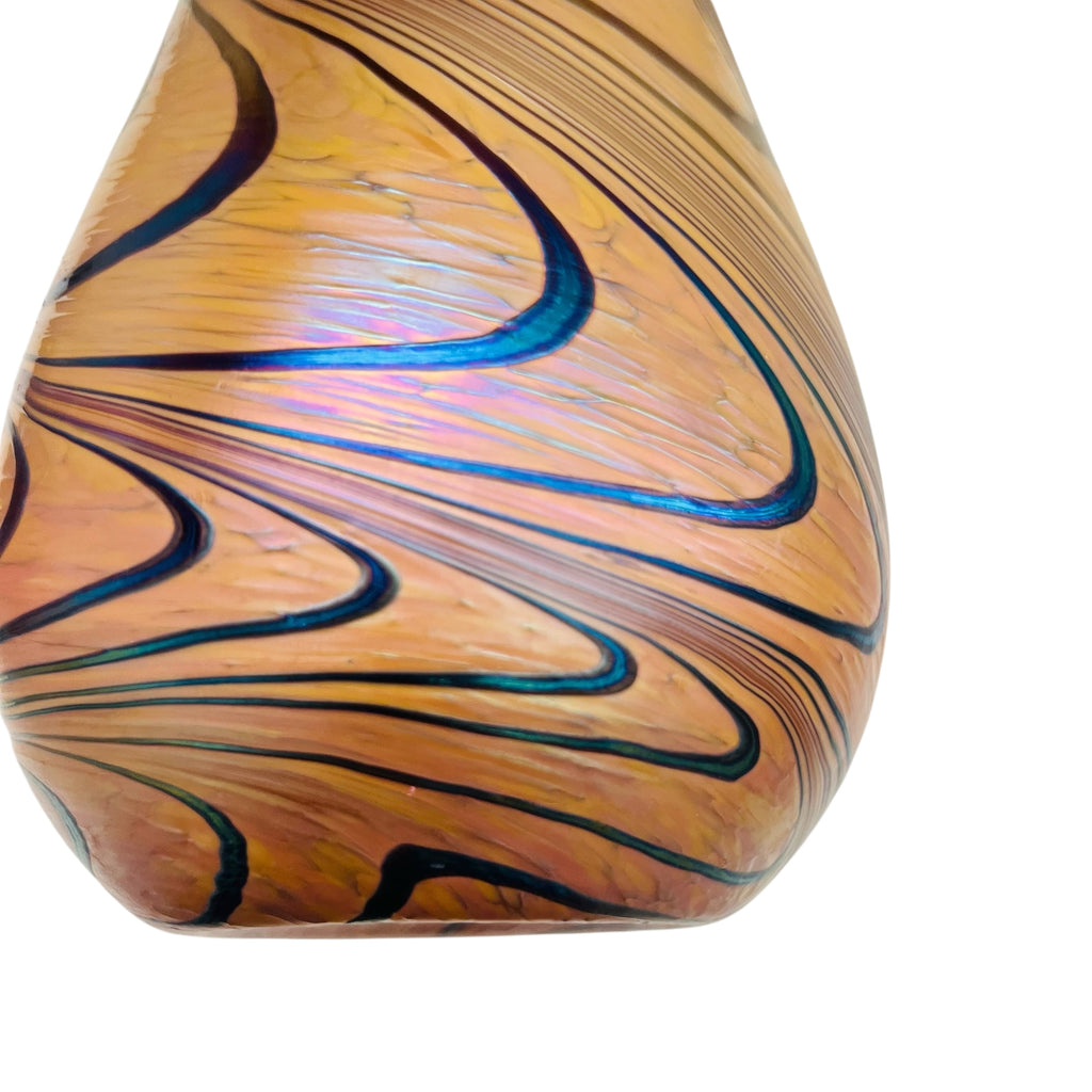 Vintage Teleflora Pulled Feather Iridescent Art Glass Vase