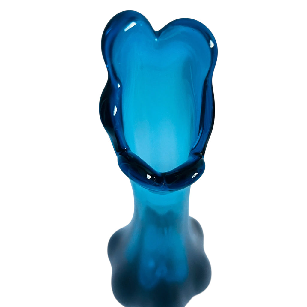 Vintage Viking Glass Blue Bluenique Footed Swung Vase