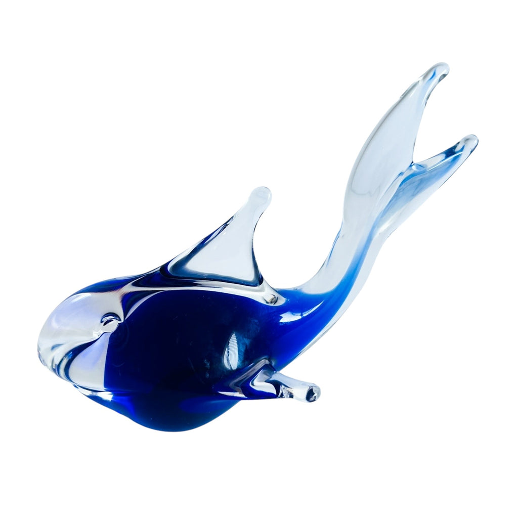 Vintage Handblown Art Glass Cobalt Blue Fish