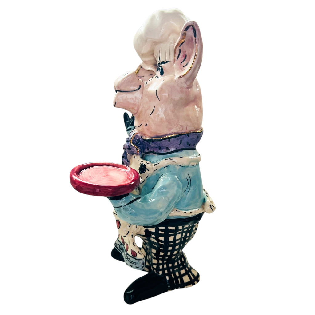 Vintage Blue Sky Clayworks Heather Goldminc Ceramic Love Tea Light Chef Pig
