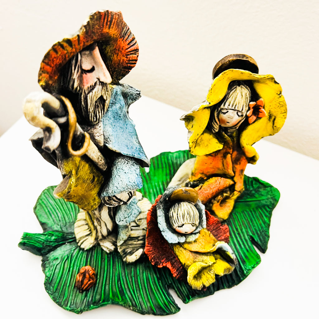 Vintage Leaf Print Family Figure Sculpture