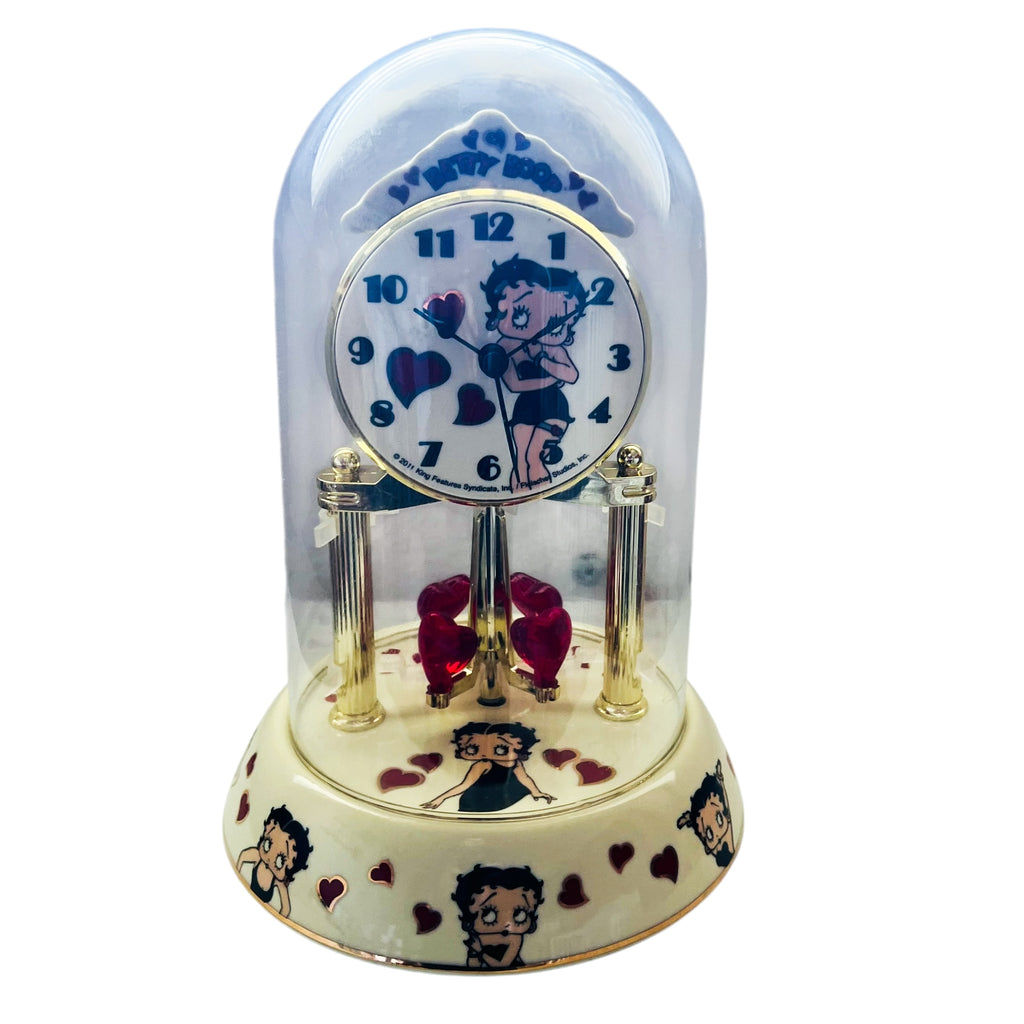 Betty Boop Anniversary Clock Vintage Porcelain With Glass Dome