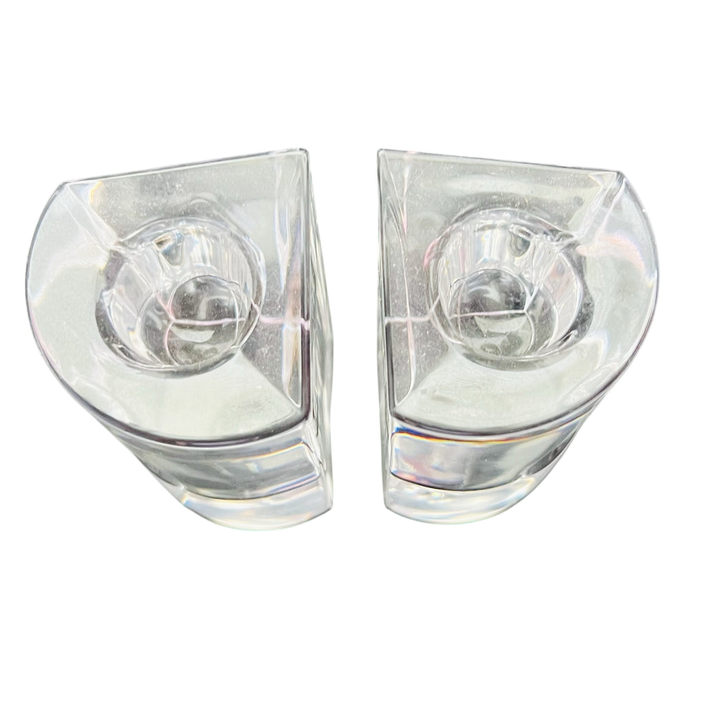 Vintage Lenox Moonlight Glass Candlestick Pair