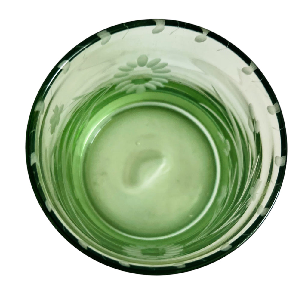 Bobby Flay Etched Green Double Old Fashioned Glassware Glasses