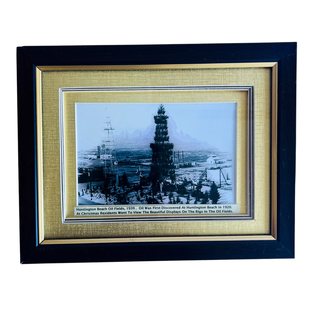 Huntington Beach PCH Oil Fields 1920’s RPPC Photograph Black & White Framed