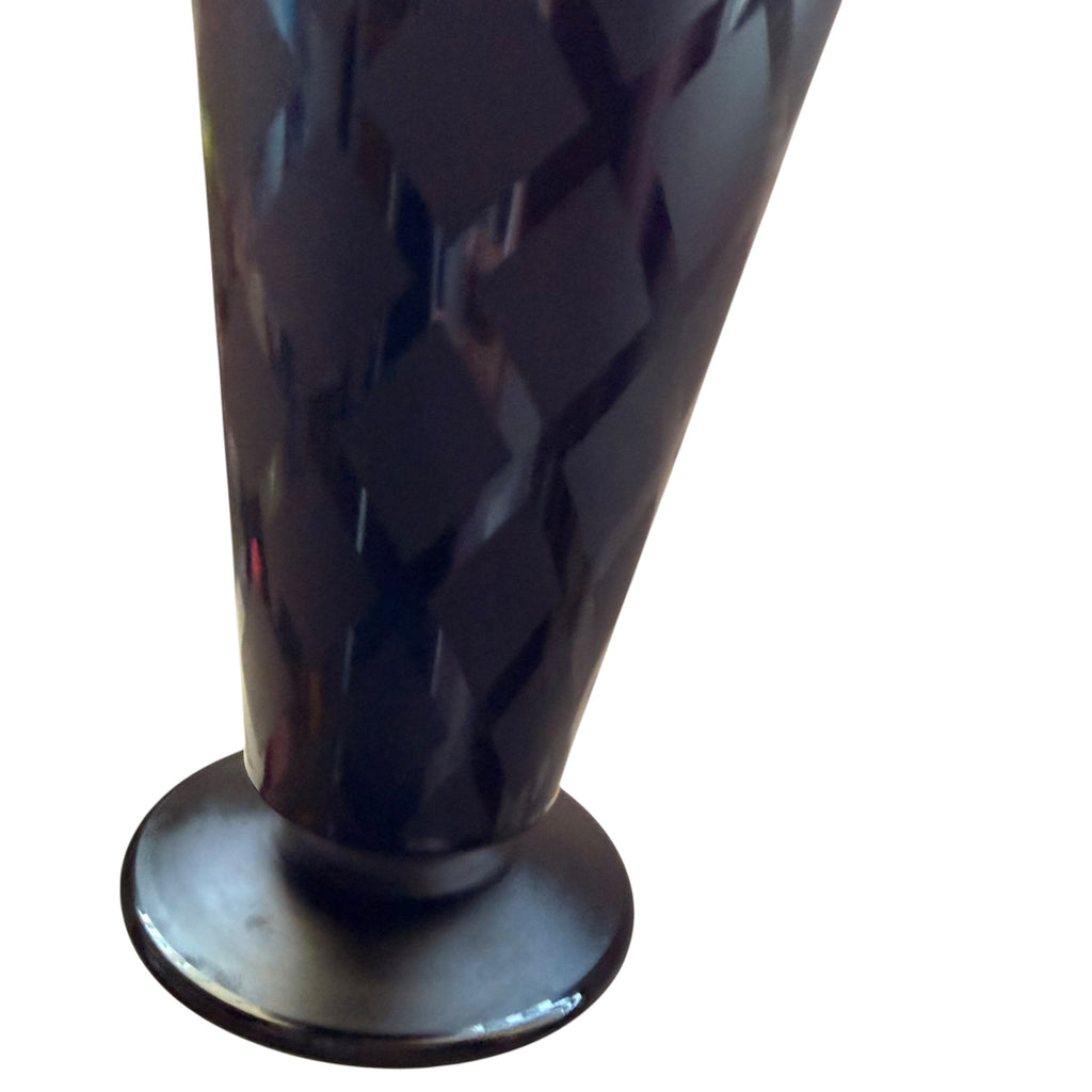 Tiffin Black Sleek Geometric Glass Accent Vase