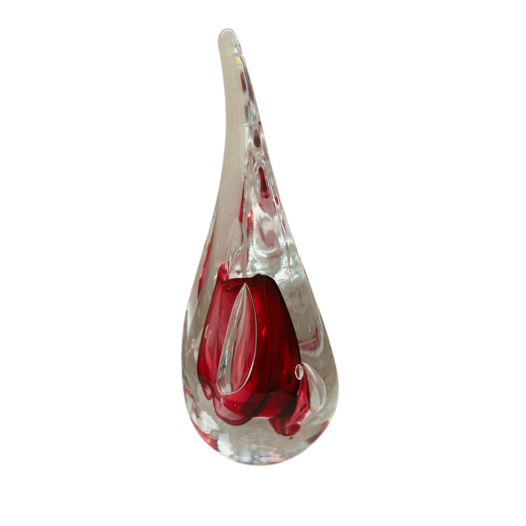 Vintage Adam Jablonski Signed Teardrop Art Glass Paperweight