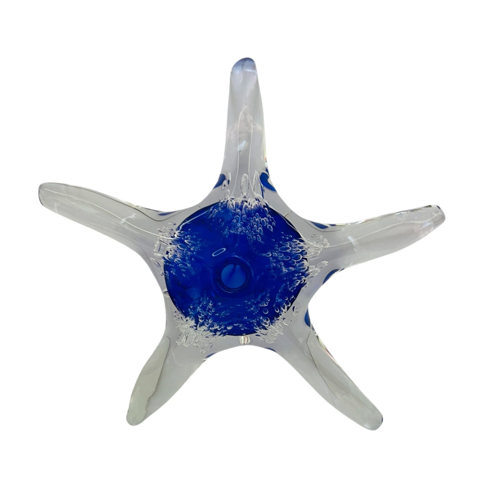 Vintage Blodgett Art Glass Blue Starfish Signed Paperweight