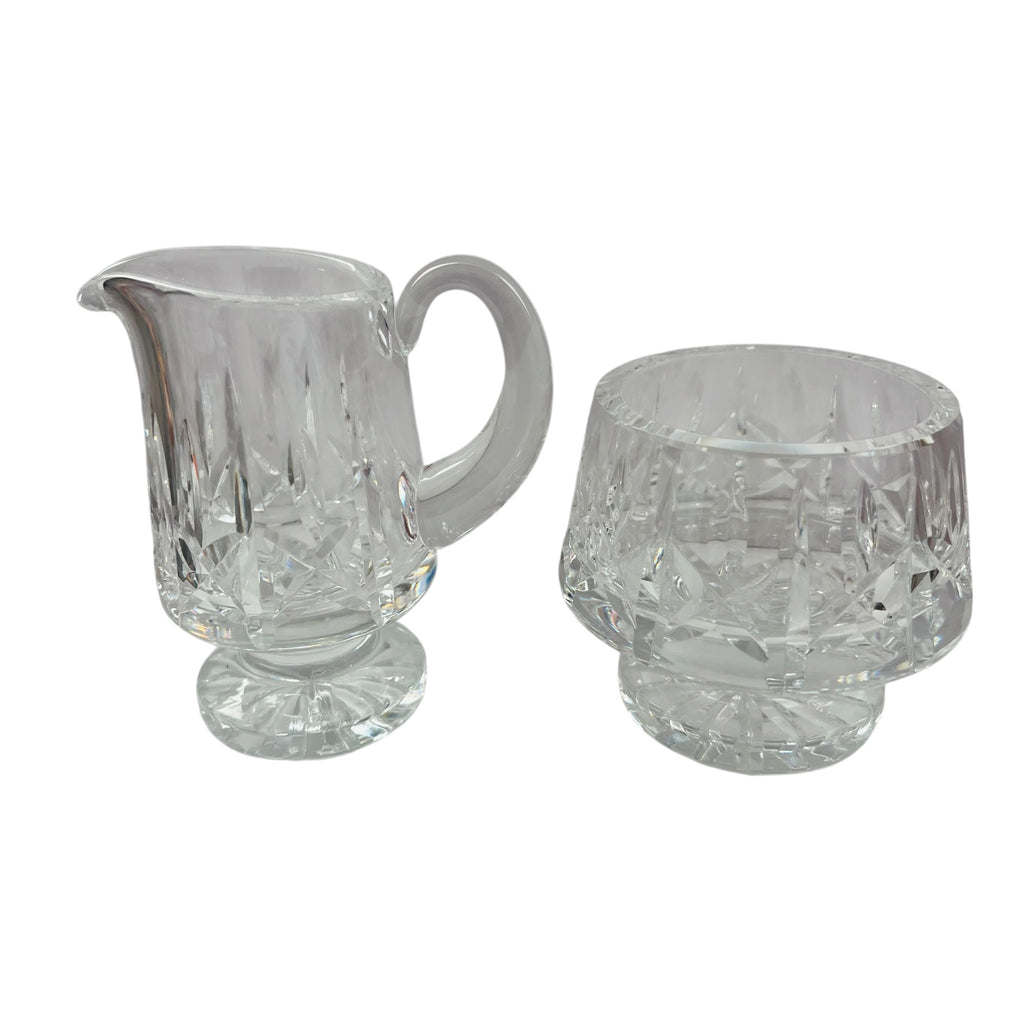 Vintage Waterford Crystal Lismore Footed Cream and Sugar Bowl Set