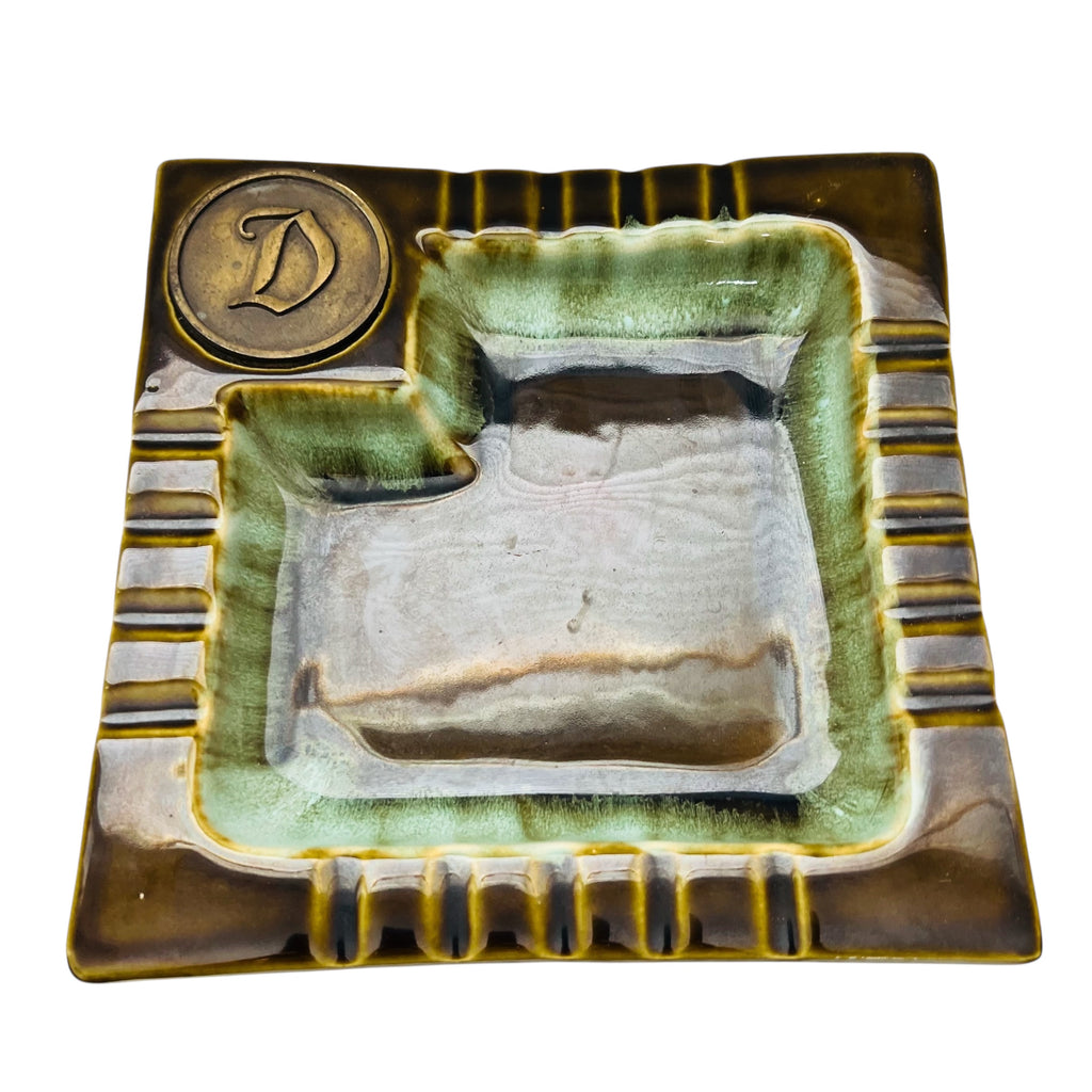 Vintage Teamline USA 55 with Letter D Medallion Monogram Ceramic Ashtray
