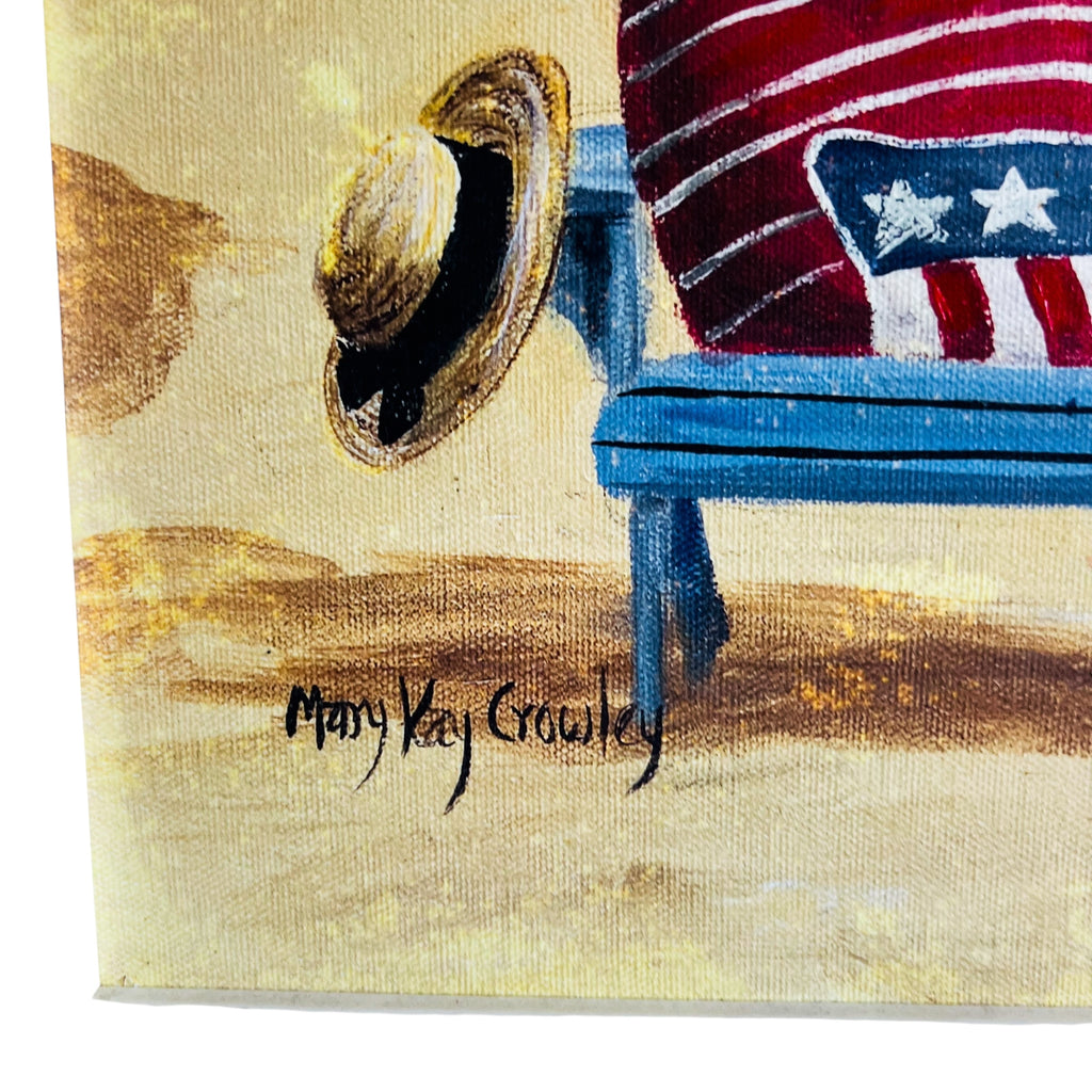 Mary Kay Gowley Beach Seaside Scene Framed Art with Blue Chair