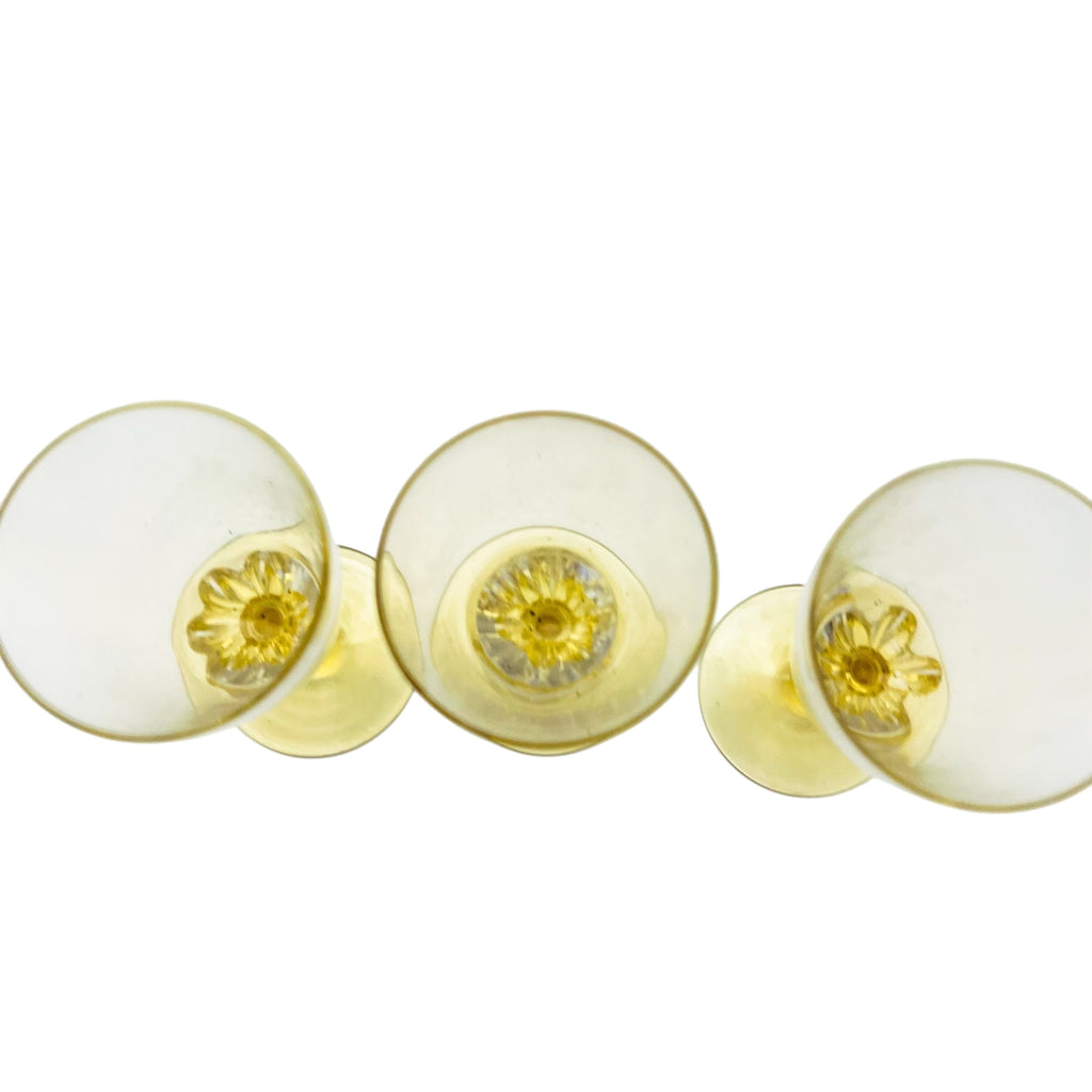 Vintage Amber Yellow Clear Stem Glasses Set of 3