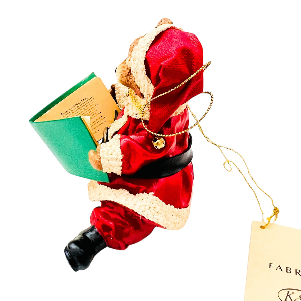 Kurt S. Adler Christmas Fabriche Santa Teddy Bear with Book Ornament Figurine