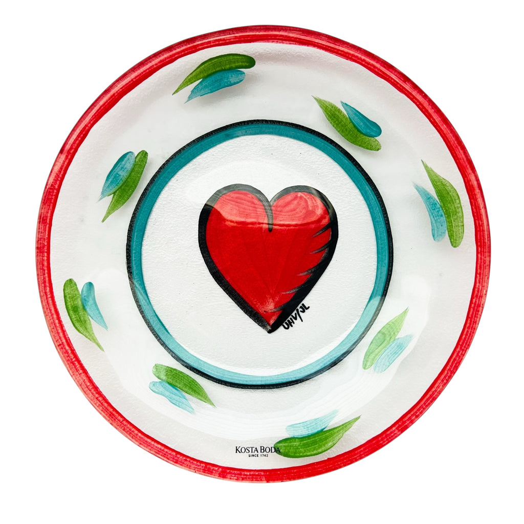 Kosta Boda Glass Heart Ulrica Hydman-Vallien Hand Painted Plate