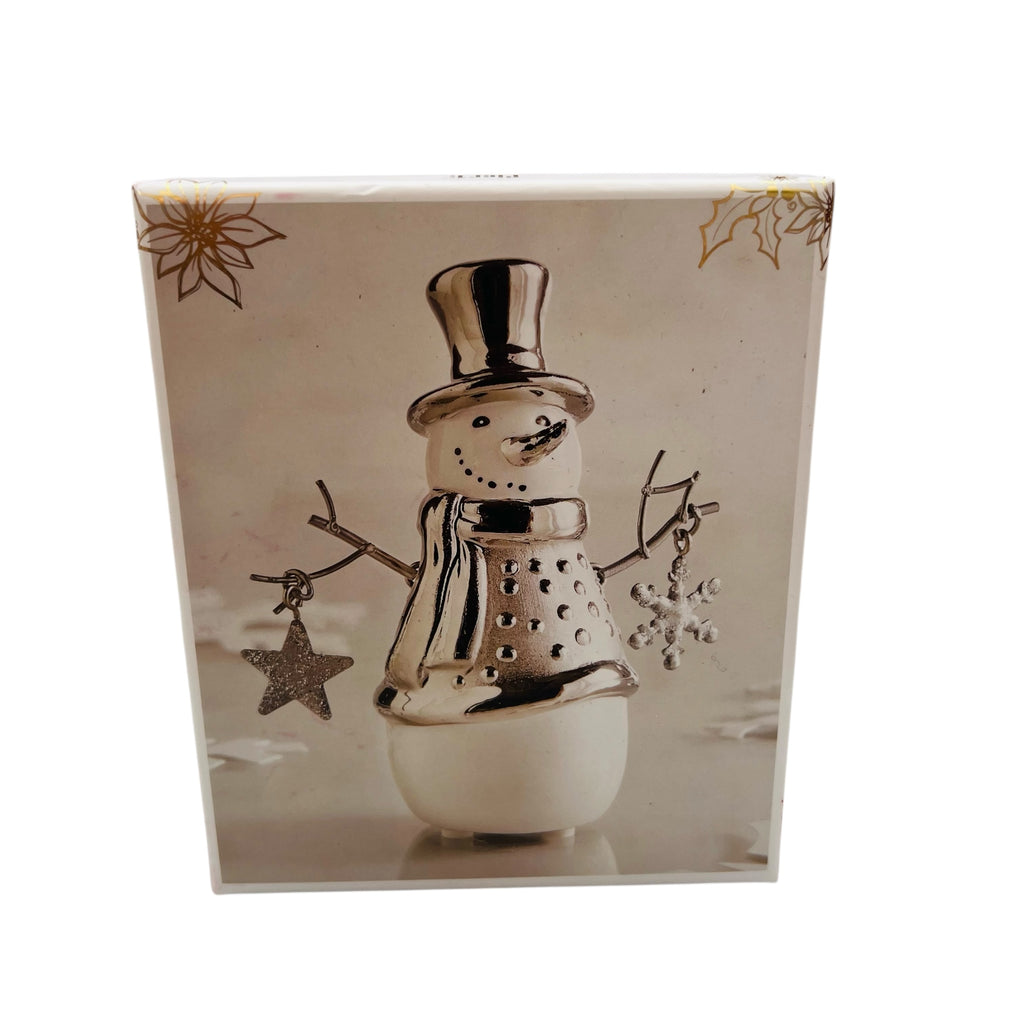 Pier 1 Santa Christmas Silver White Ceramic Figurine