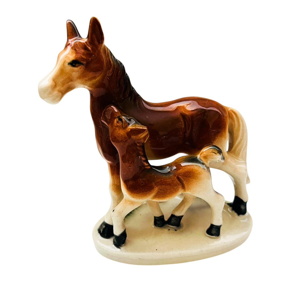 Vintage Horse And Mare Ceramic Japan Equestrian Figurine