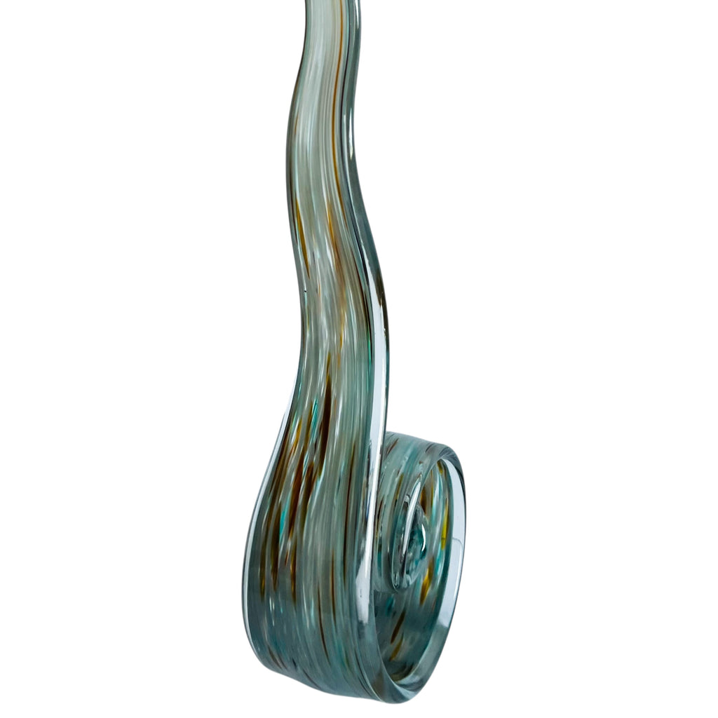Art Glass Abstract Aqua Swirl Ribbon Sculpture