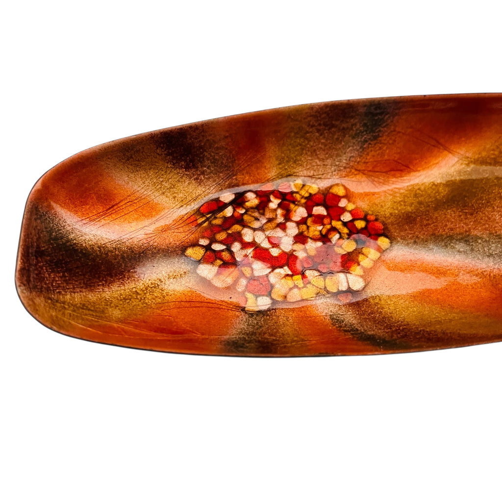 Vintage Bovano Enamel Art on Copper Trinket Tray