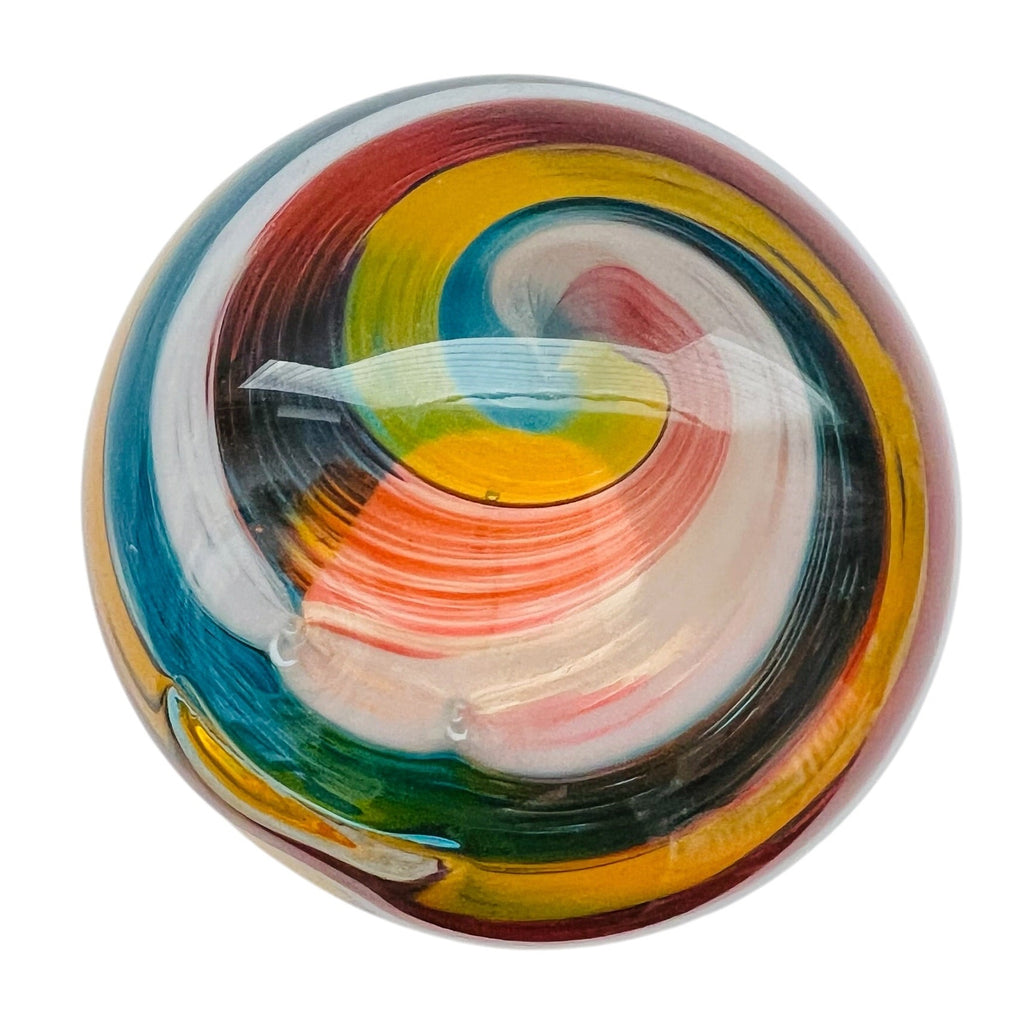Vintage Swirl Striped Glass Art Orb Paperweight