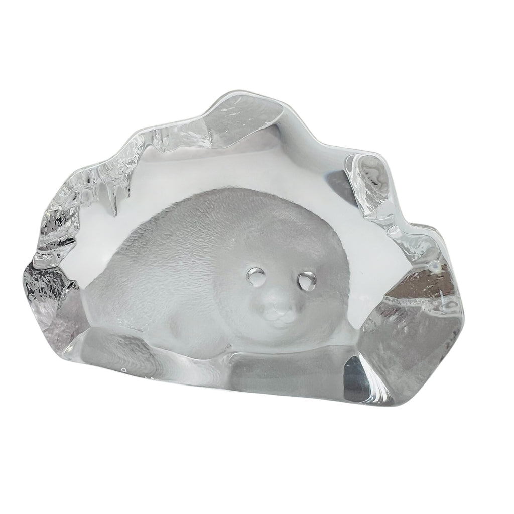 Vintage Sweden Art Glass Baby Seal Lead Crystal
Signed 3D Sculpture