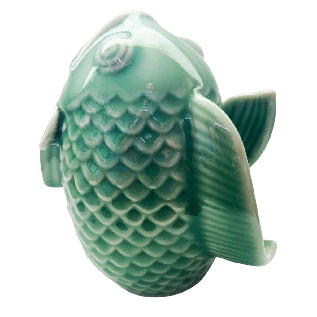 Vintage Wide Mouth Coy Fish Ceramic Figurine