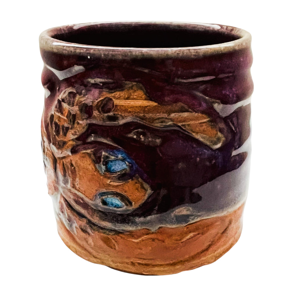 Studio Art Pottery Sculptural Drip Glaze Signed Mug