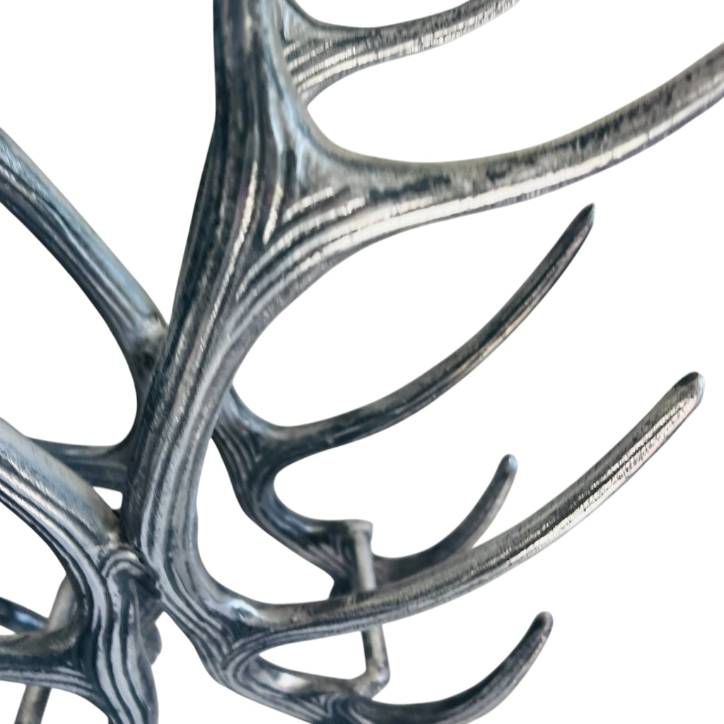 ASPEN Pewter Aluminum ANTLER STAG 6 Bottle Wine Rack