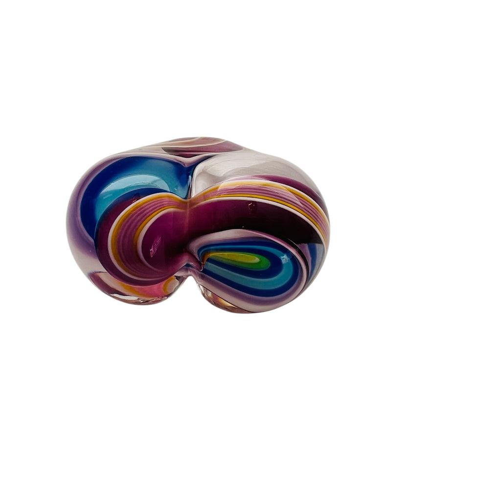Steven Maslach Cuneo Furnace Rainbow Heart Art Glass Paperweight