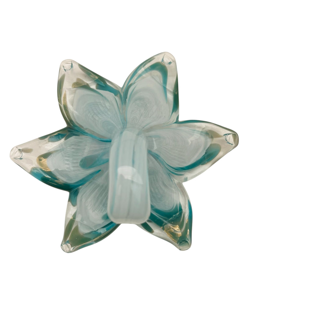 Vintage Art Glass Powder Blue Short Stem Stand Swirl Flower