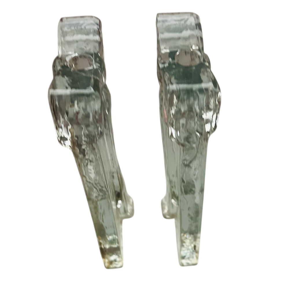 Twos Company Blown Glass Block Ribbon Bow Bud Vase-Pair
