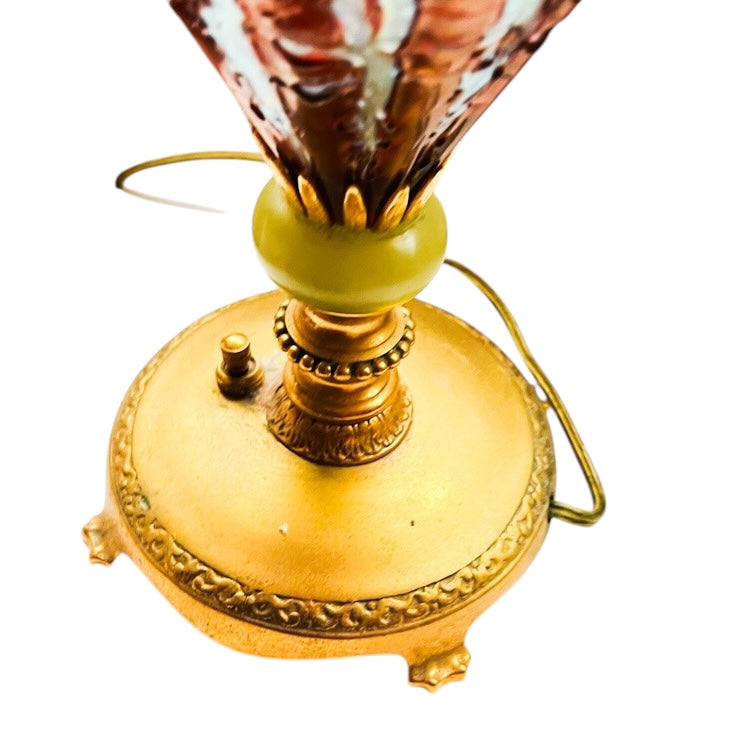 Vintage Art Deco Cranberry Glass Table Lamp