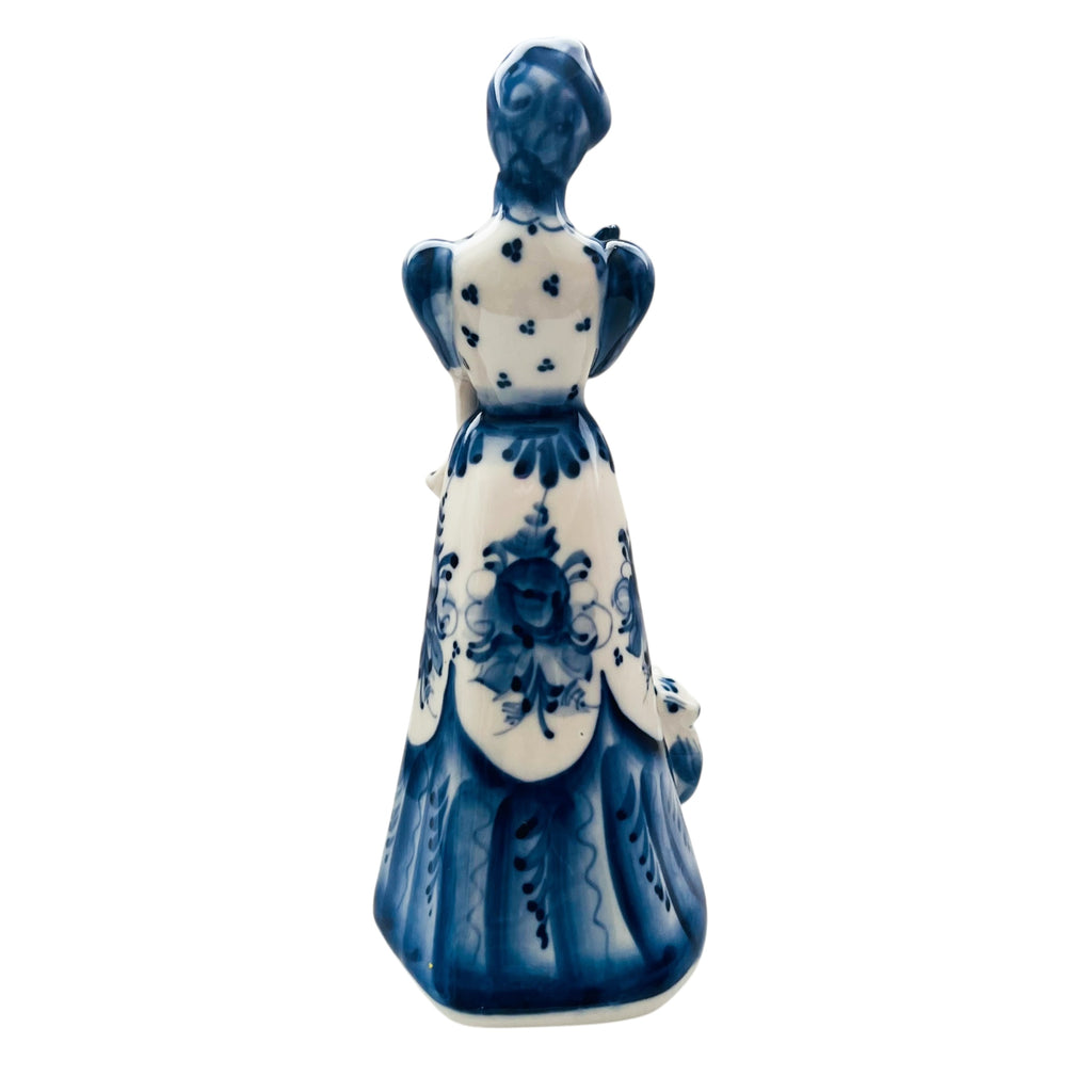 Vintage Victorian Lady with dog Hand Painted Porcelain Figurine