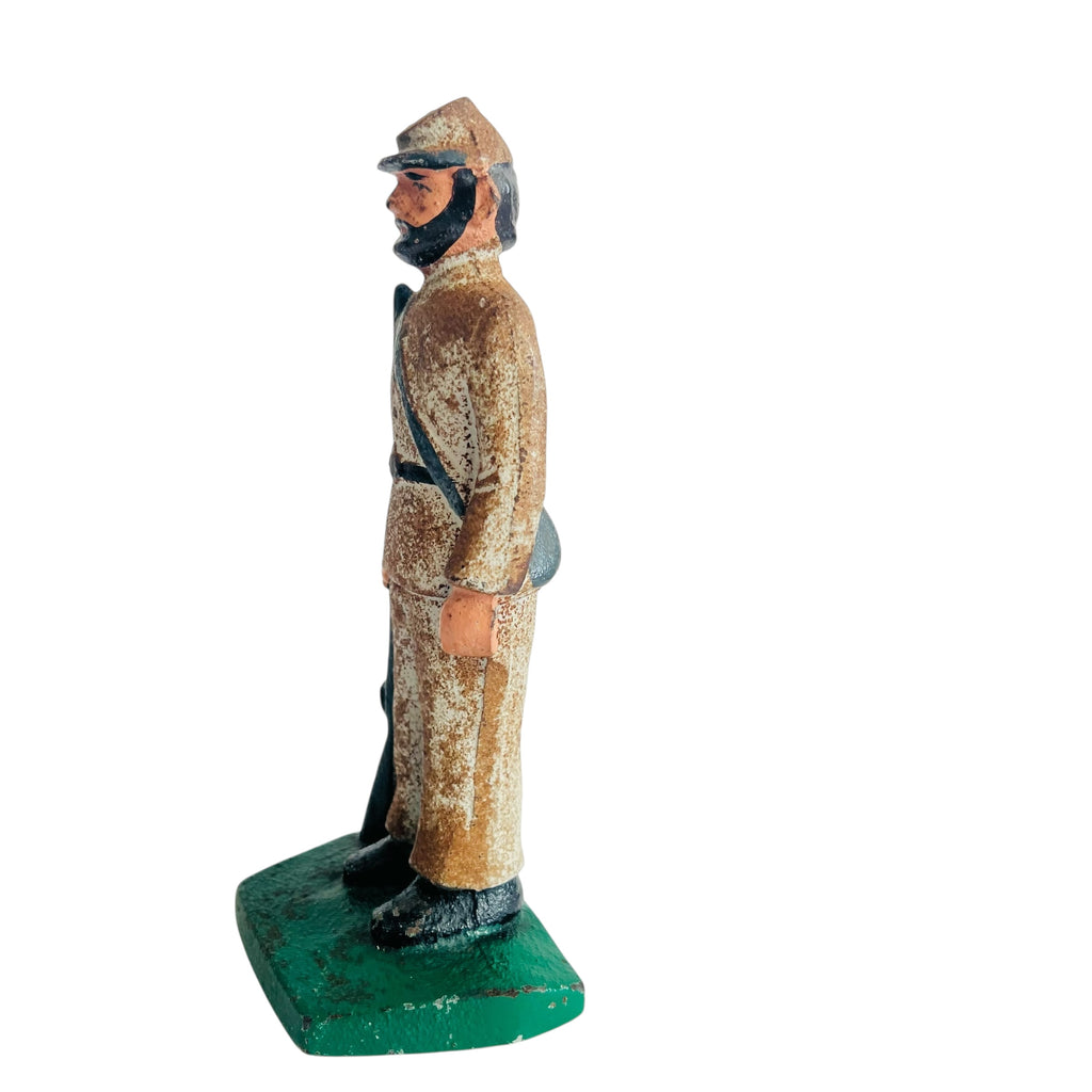 Vintage Cast Iron Hand Painted Military War Soldiers Door Stopper