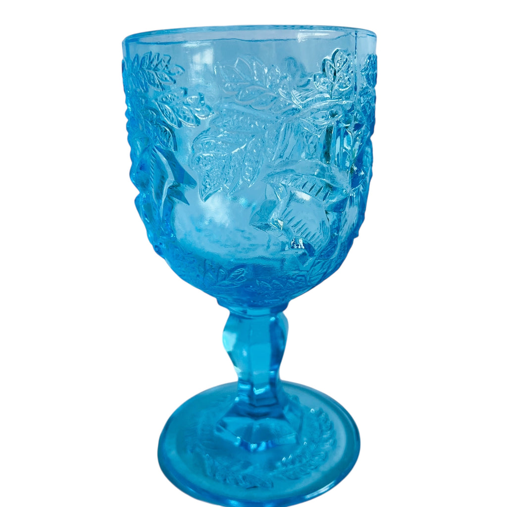 Madonna Inn Rose Aqua Blue Goblet Drinking Glass