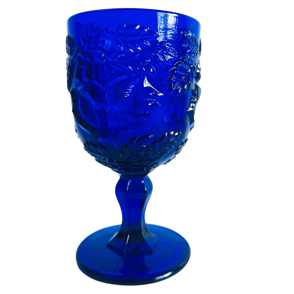 Madonna Inn Wild Rose Cobalt Blue Goblet Drinking Glass