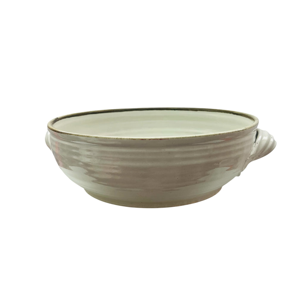 Studio Art Pottery Handmade Earthenware Country Bowl With Handles Signed