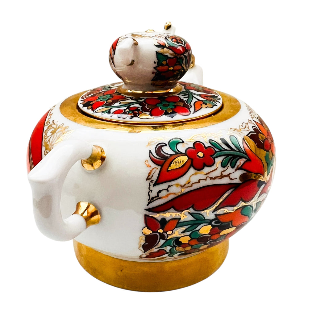 Vintage Russia St. Petersburg Floral Teapot with Gold Accents