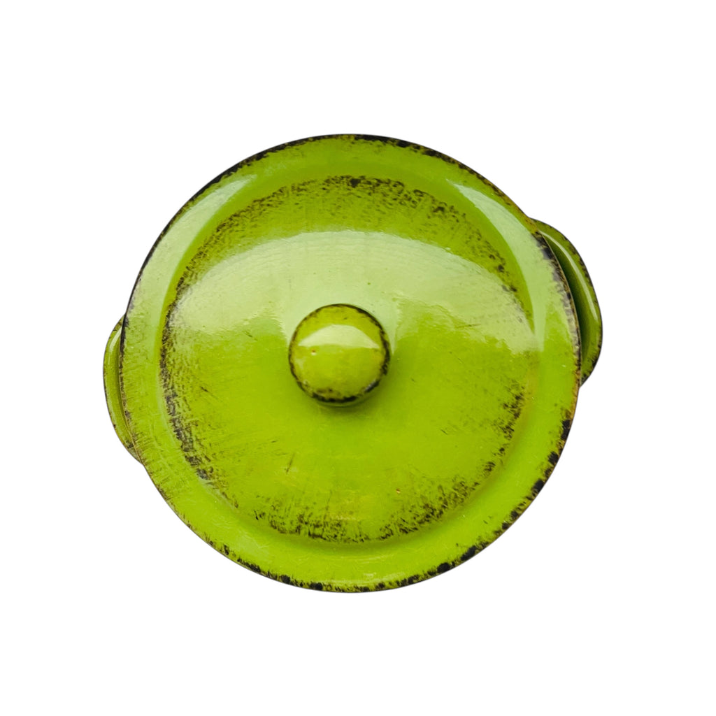 Vintage De Silva Terracotta Rustic Double Handle Green Pot with Lid