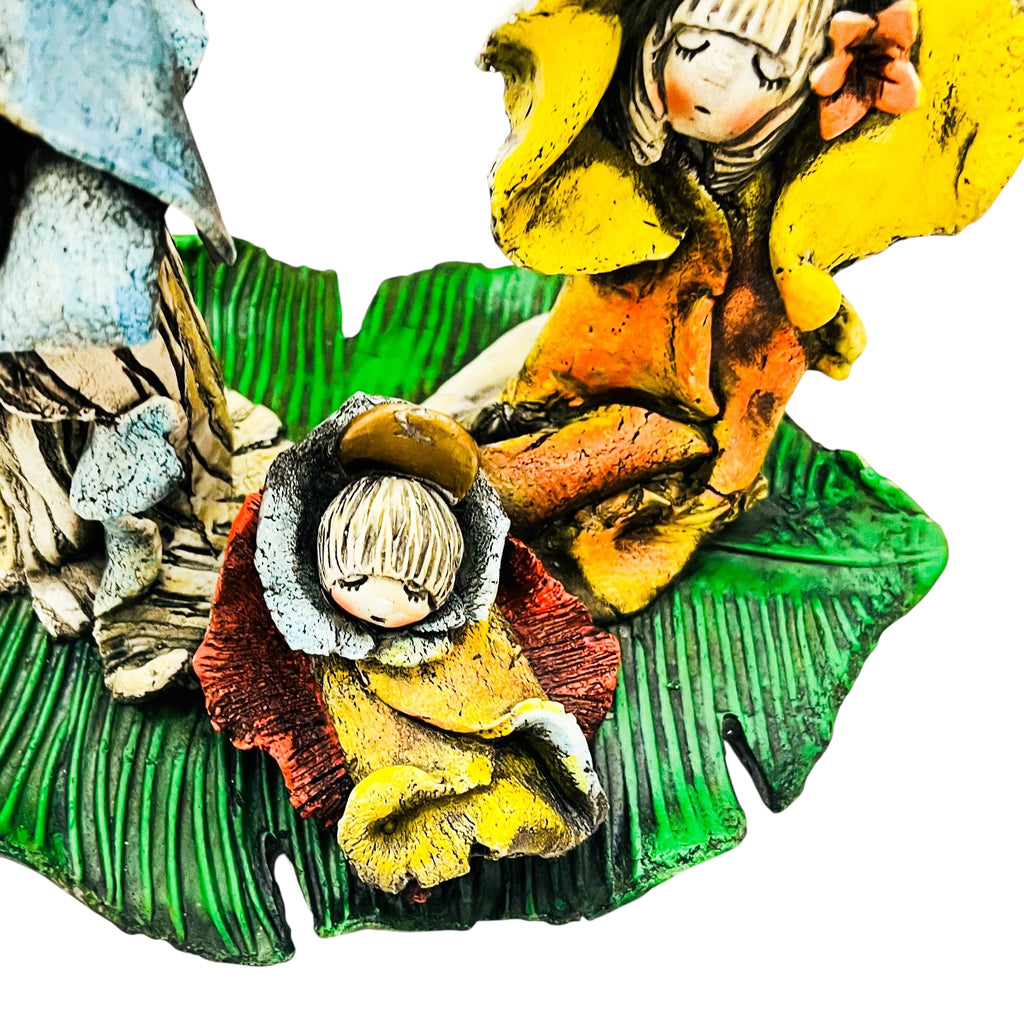 Vintage Leaf Print Family Figure Sculpture