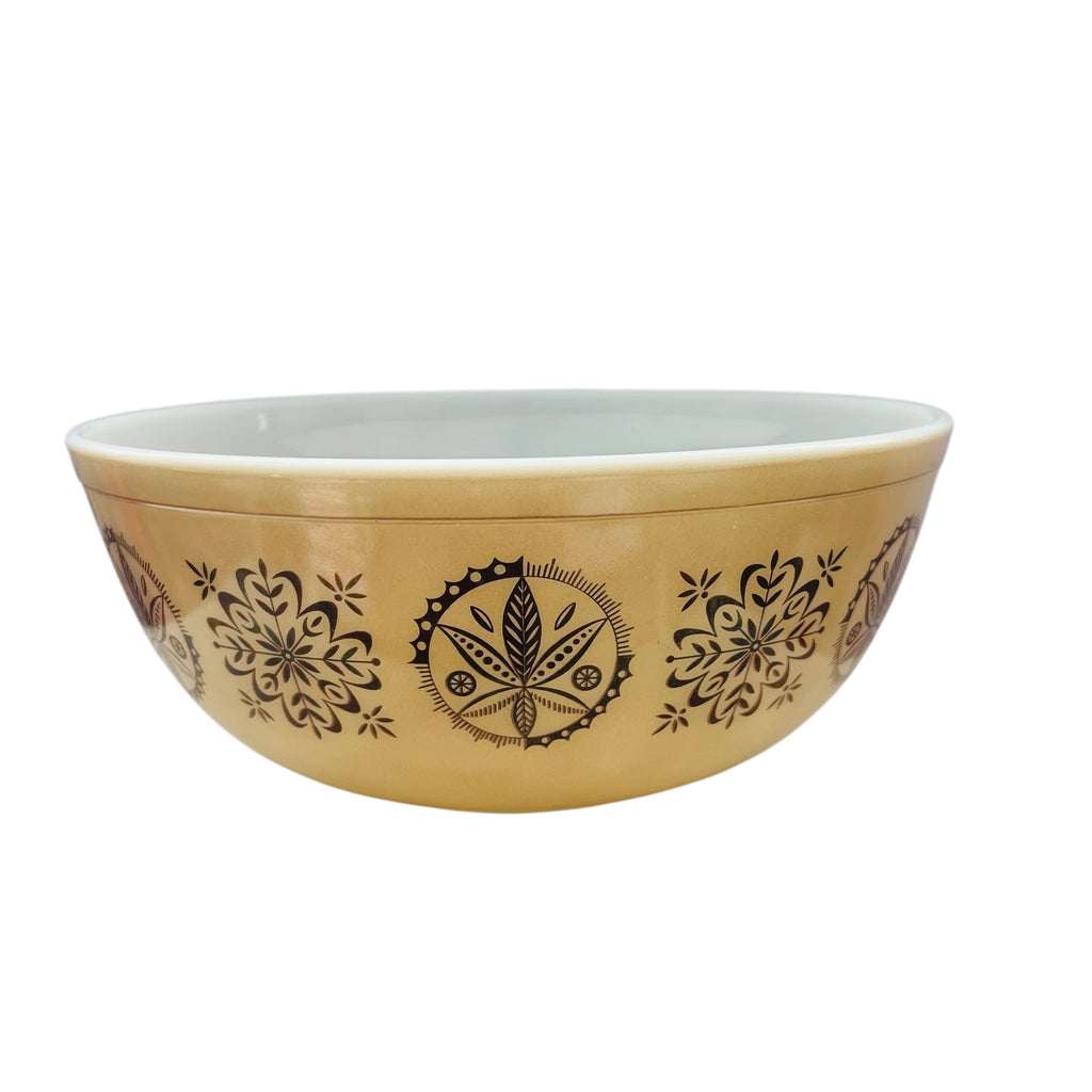 Vintage Pyrex Hex Signs Beige Bowl 404 Round Mixing Bowl w/Lid