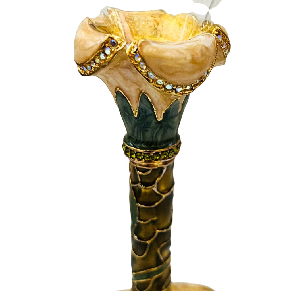 2 Saints Swarovski Crystal Enamel Jewel Flower Martini Glass