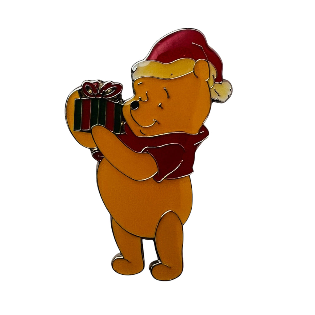 Disney Pooh Holding a Christmas Present Holiday Pin