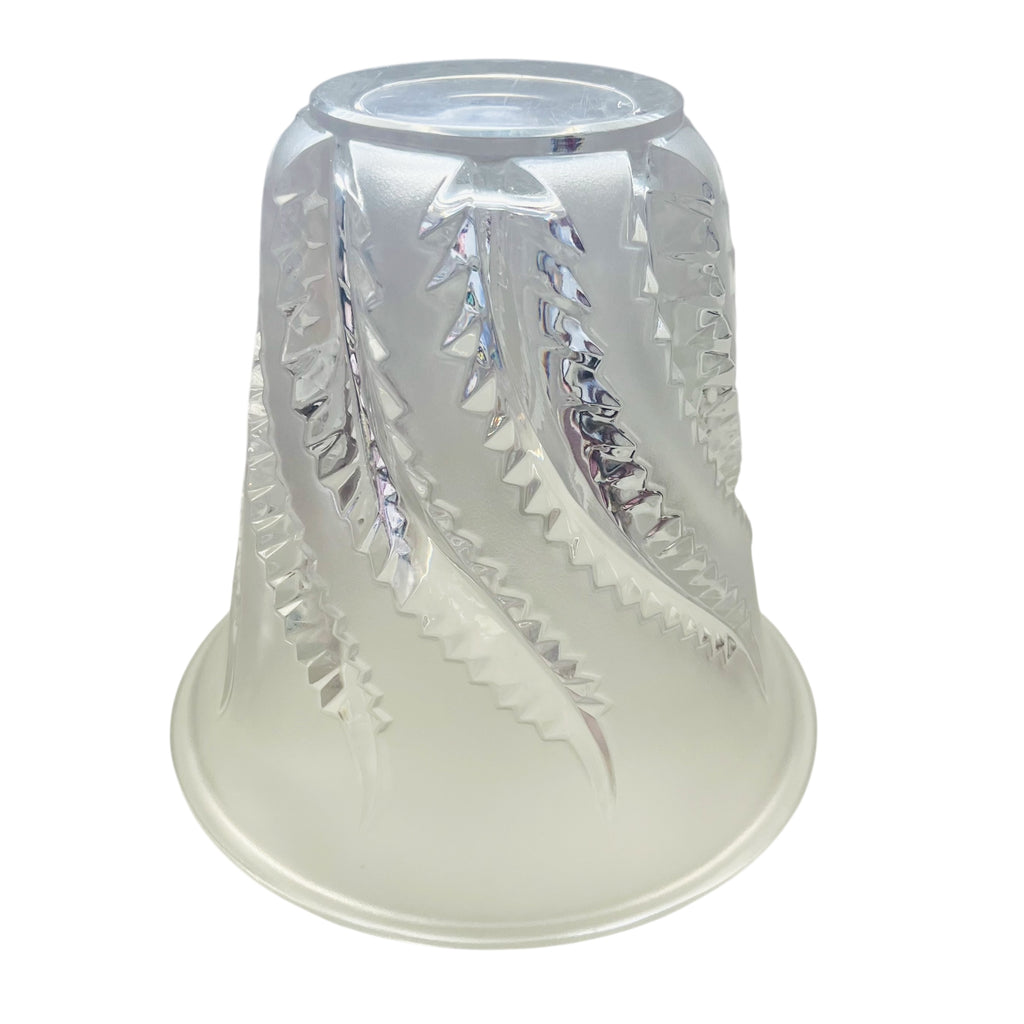 Lalique France Frosted Glass Fern Pattern Signed Vase