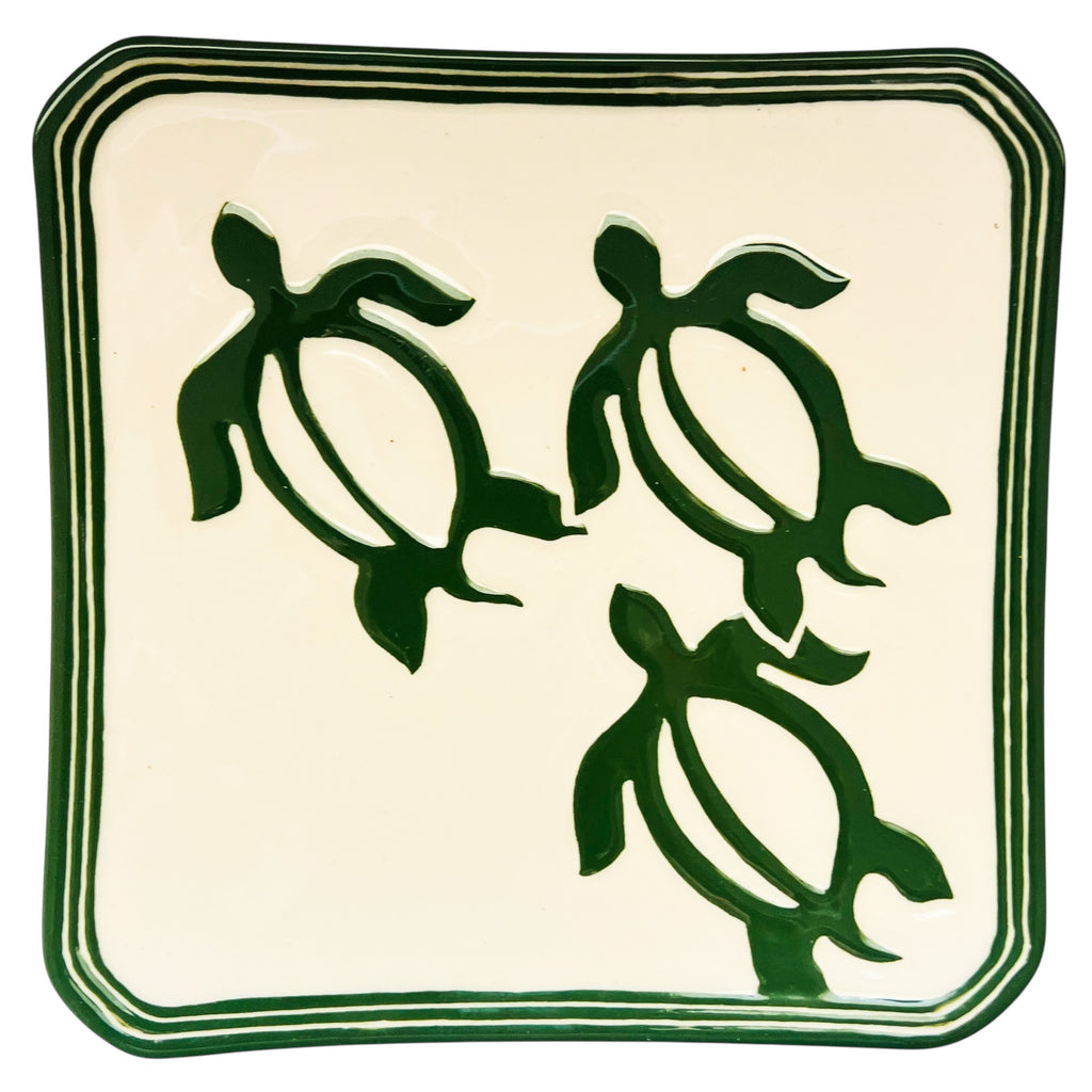 Lee Ceramics Hawaii Honu Green Sea Turtle Square Plate
