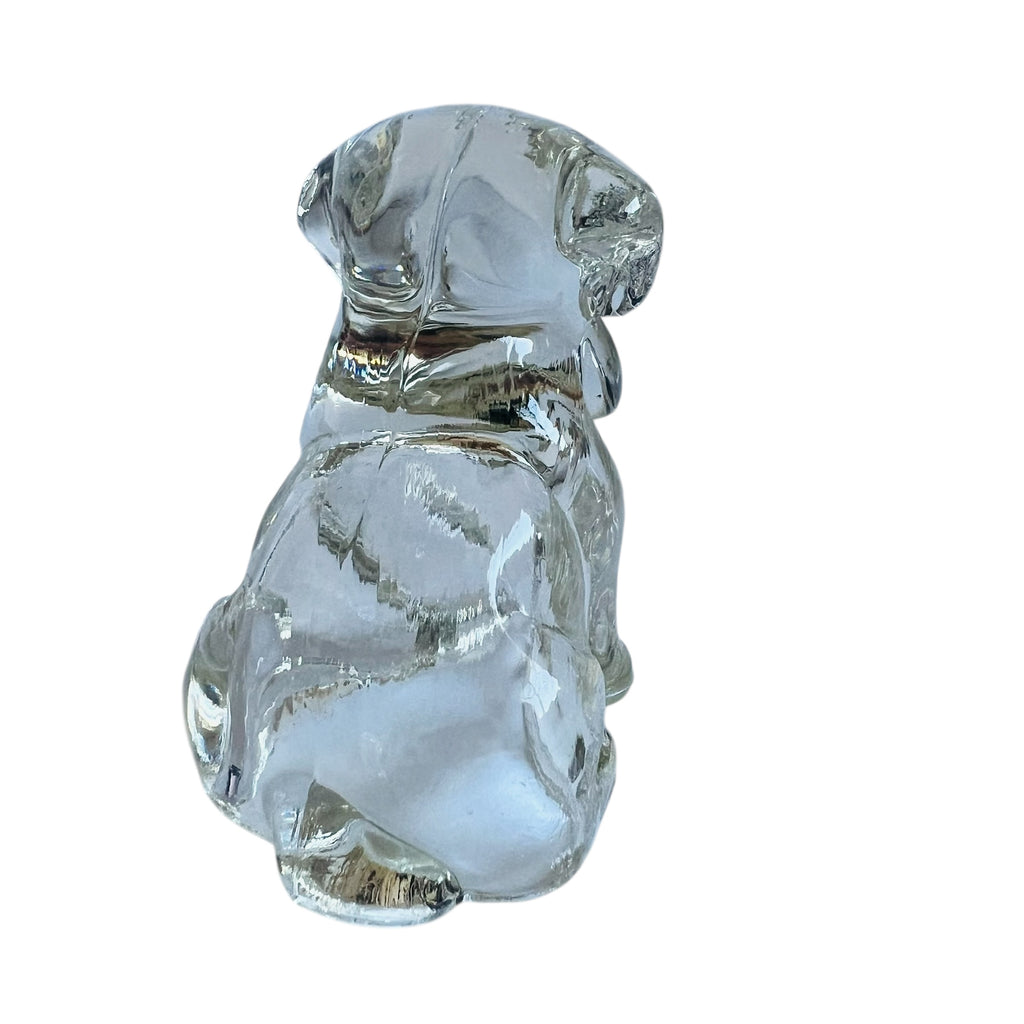 Vintage Carnival Art Pressed Glass Dog Puppy Hound Hollow Figurine