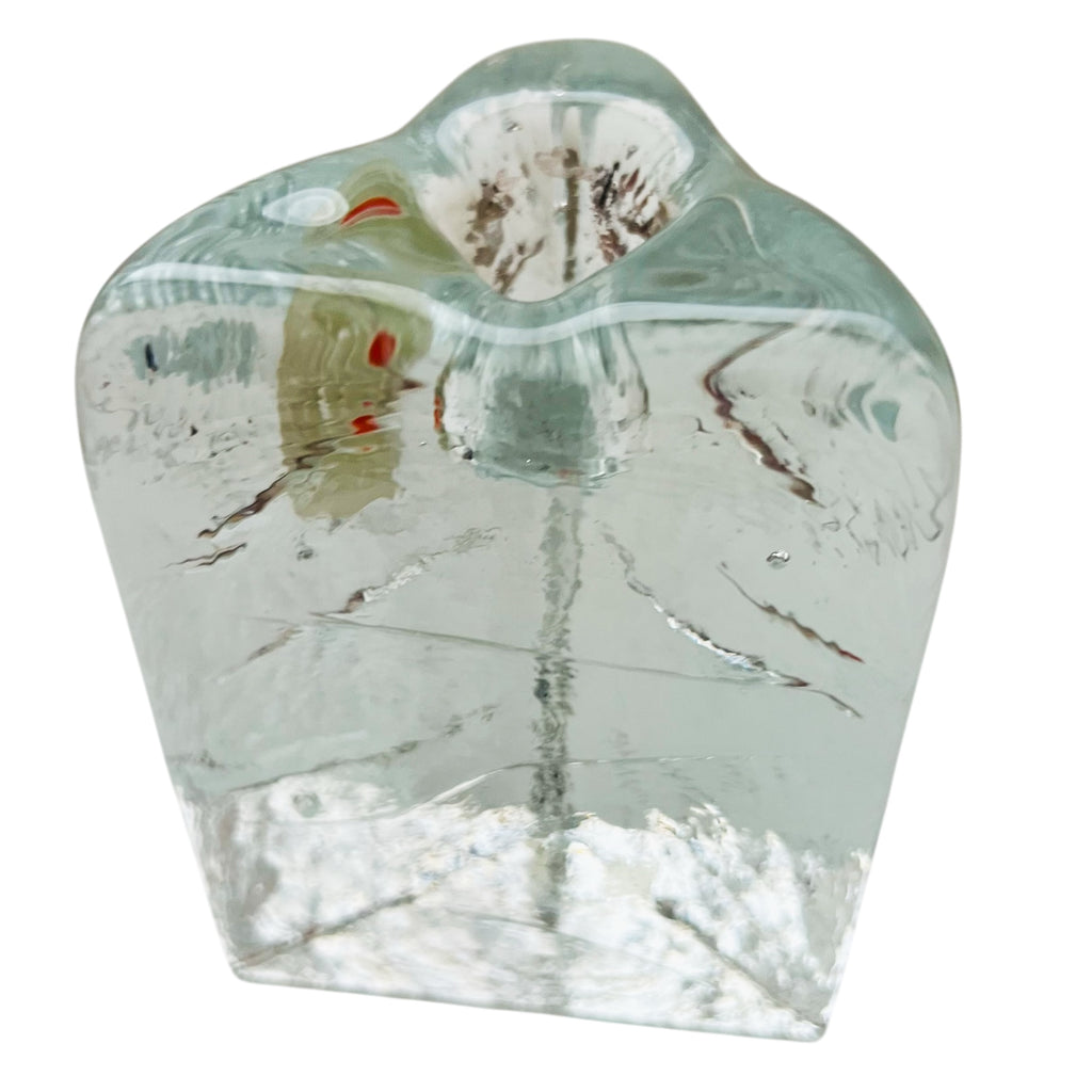 Blenko Glass Clear Triangle Candle Holder