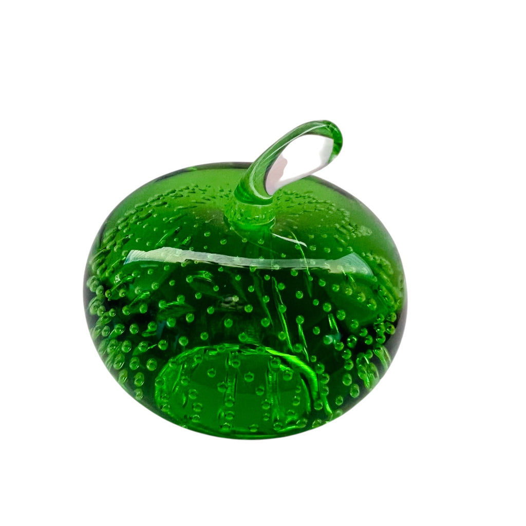 Vintage Green Apple Art Glass Paperweight