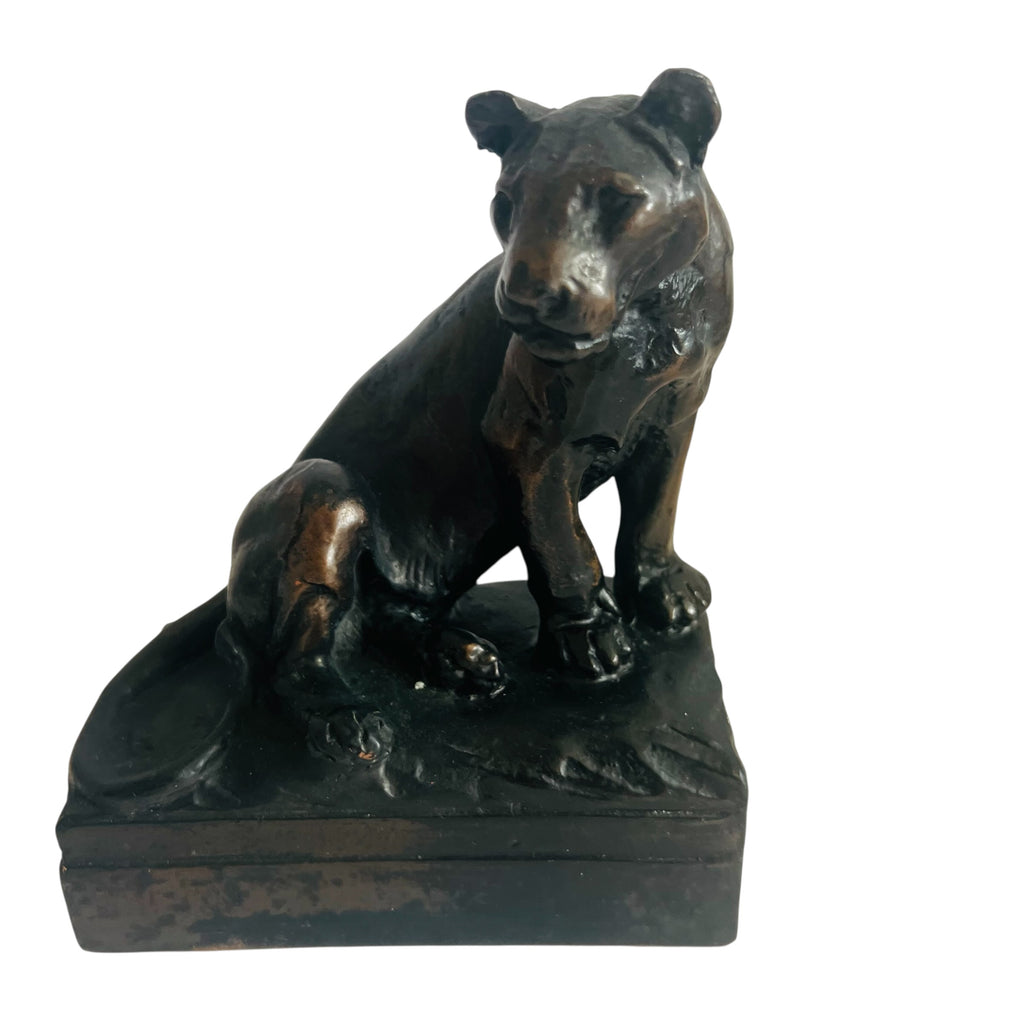 Marion Bronze Lion Lioness Statue Sculpture Book End